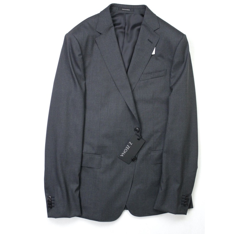 Z Zegna Mens Slim Fit Travel Suit 44R / 37W Charcoal Grey Flat Pant