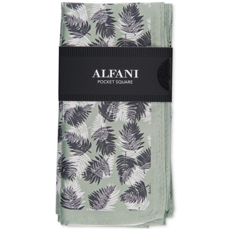 Alfani Men's Baxley Leaves Pocket Square Mint