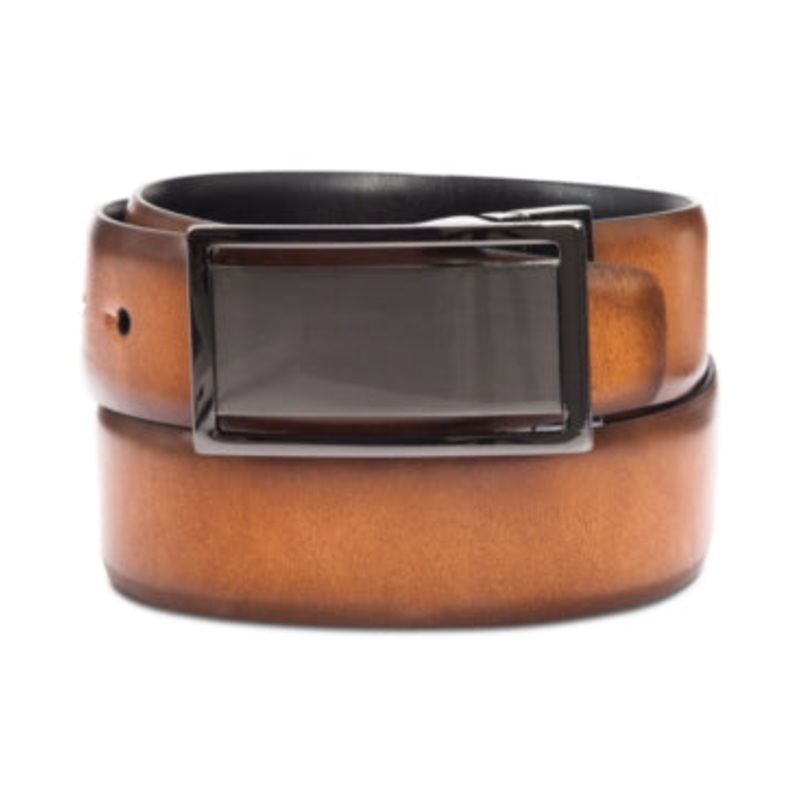 Alfani Men's Reversible Textured Plaque Belt Brown Black 36