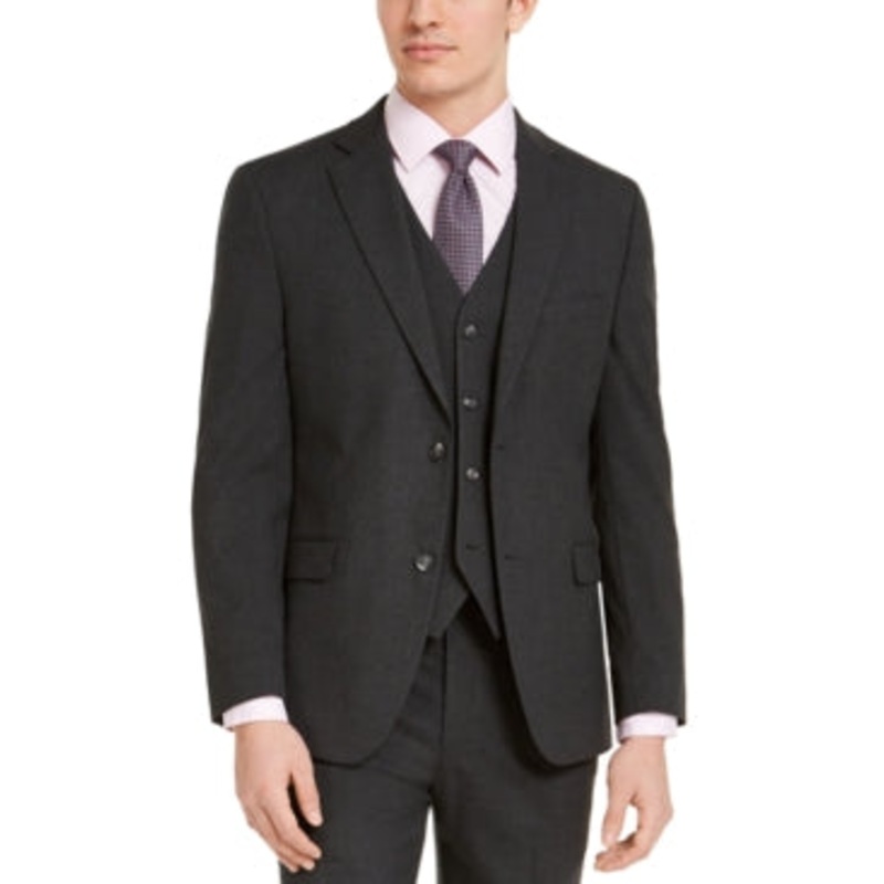 Alfani Men's Slim Fit Stretch Solid Suit Jacket Charcoal Grey 44L