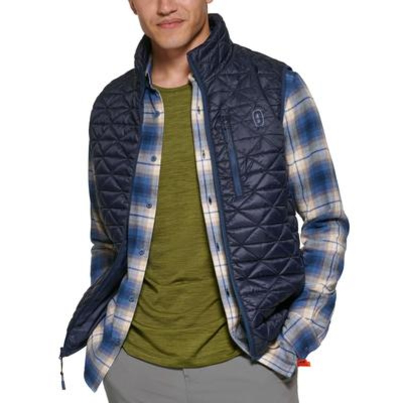 Bass Outdoor Men's Delta Diamond Quilted Packable Puffer Vest Large Blue