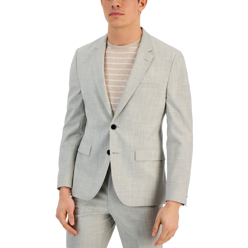 Hugo by Hugo Boss Men's Modern-Fit Superflex Suit Jacket 36R Light Grey