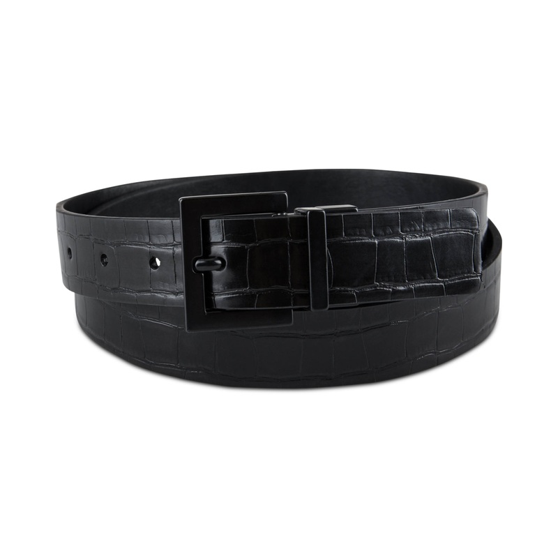 INC International Concepts Mens Faux Leather Reversible Belt Black Medium