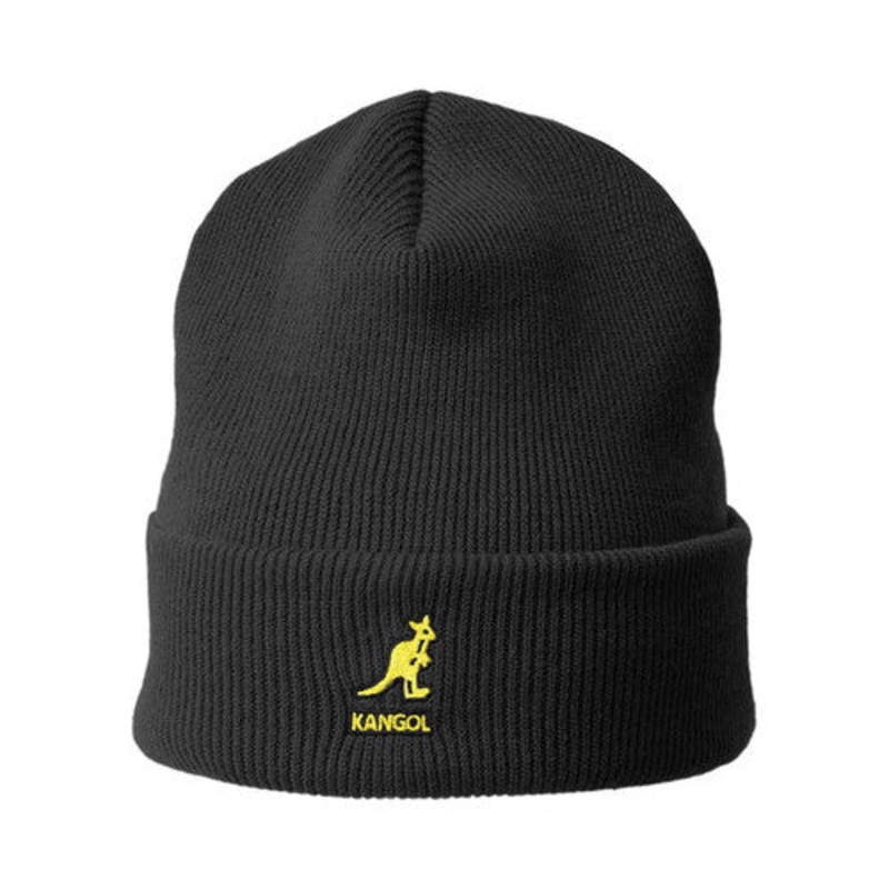 Kangol Men's Acrylic Cuff Beanie Hat Black Gold