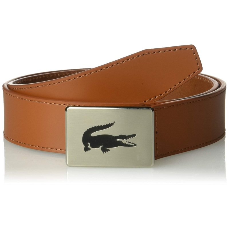 Lacoste Classic Big Croc Buckle Belt Size 30 Brandy Brown