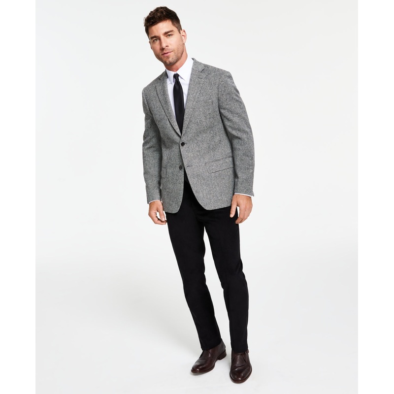 Lauren Ralph Lauren Men's Wool Classic Fit Stretch Blazer Black White 40L