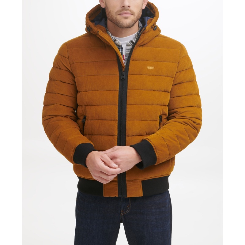 Levi's Men's Quilted Corduroy Bomber Jacket XL Worker Brown
