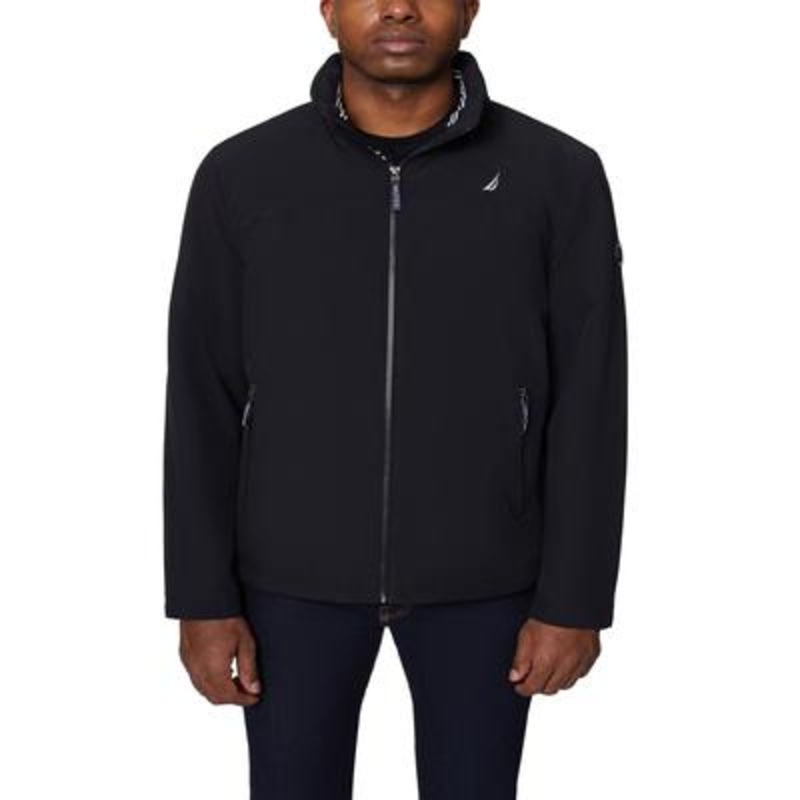 Nautica Men's Color Block Zip Front Bomber Hooded Jacket 2XT 2XL Tall Black
