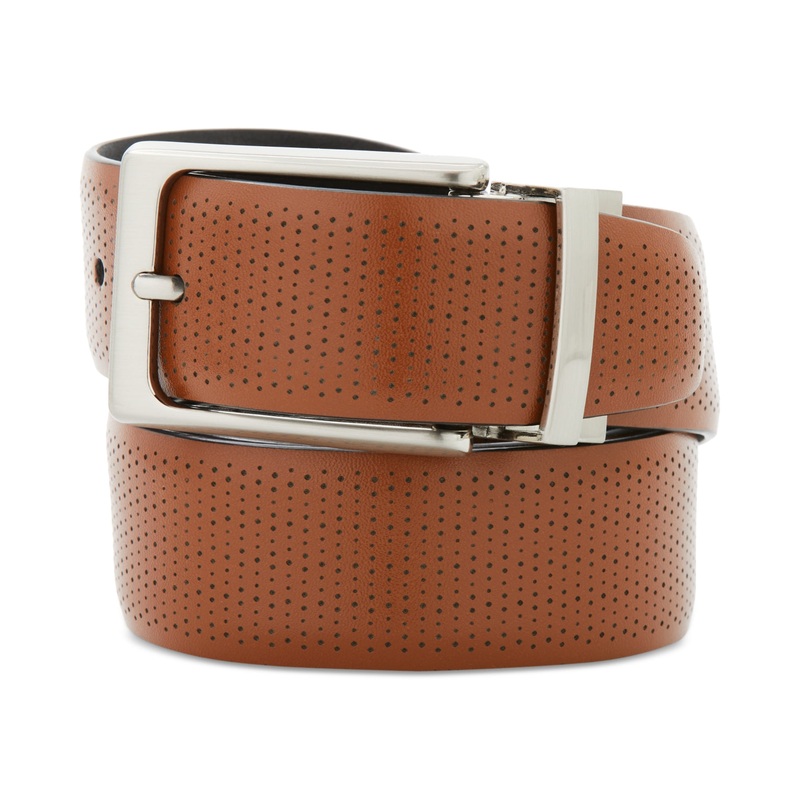 Pga Tour Men's Laser Pattern Reversible Belt Brown Black 32