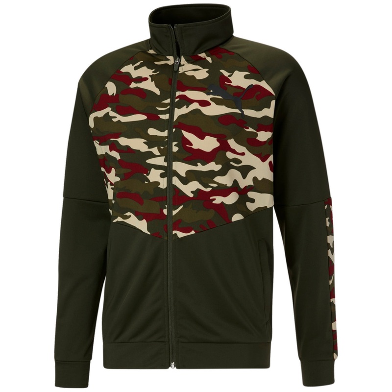 Puma Contrast Blocked Camouflage Full Zip Track Jacket XL Green Camo