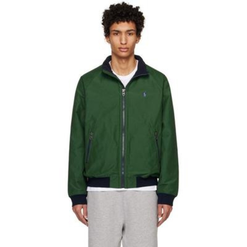Ralph Lauren Polo Mens Green Fleece Lined Bomber Jacket Small Green