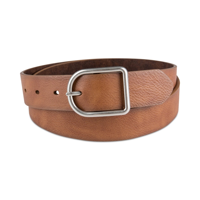Sun + Stone Mens Embroidered Logo Faux Leather Casual Belt Brown XL 42 44