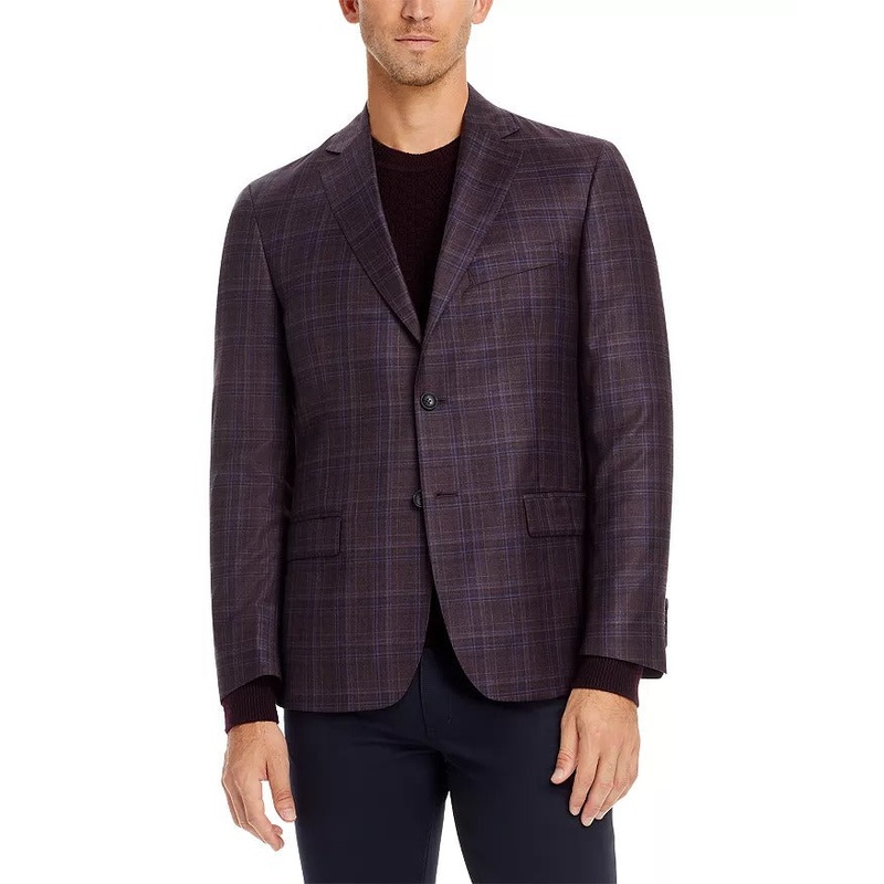 The Men's Store  Regular Fit Tonal Plaid Sport Coat 38R Purple