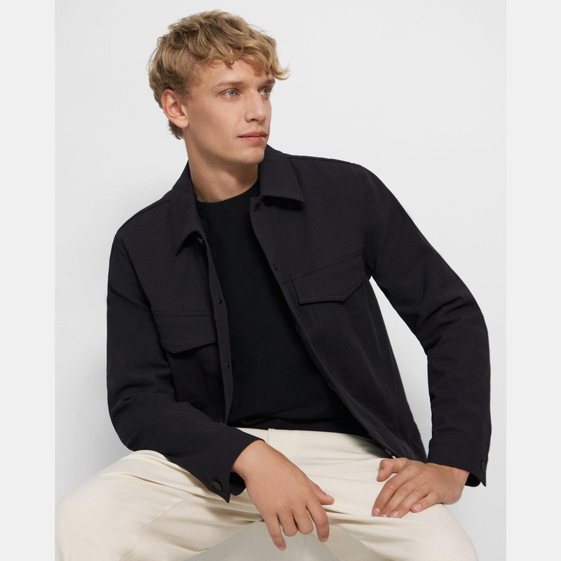 Theory Mens River Stretch Neoteric Twill Trucker Jacket Medium Black