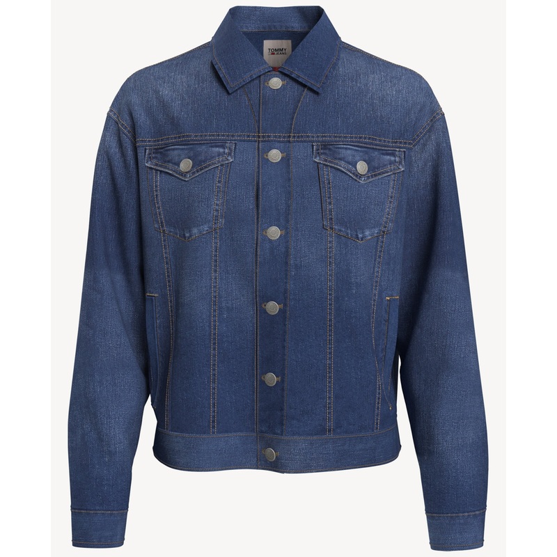 Tommy Hilfiger Jeans Mens Denim Utility Trucker Jacket Large Blue