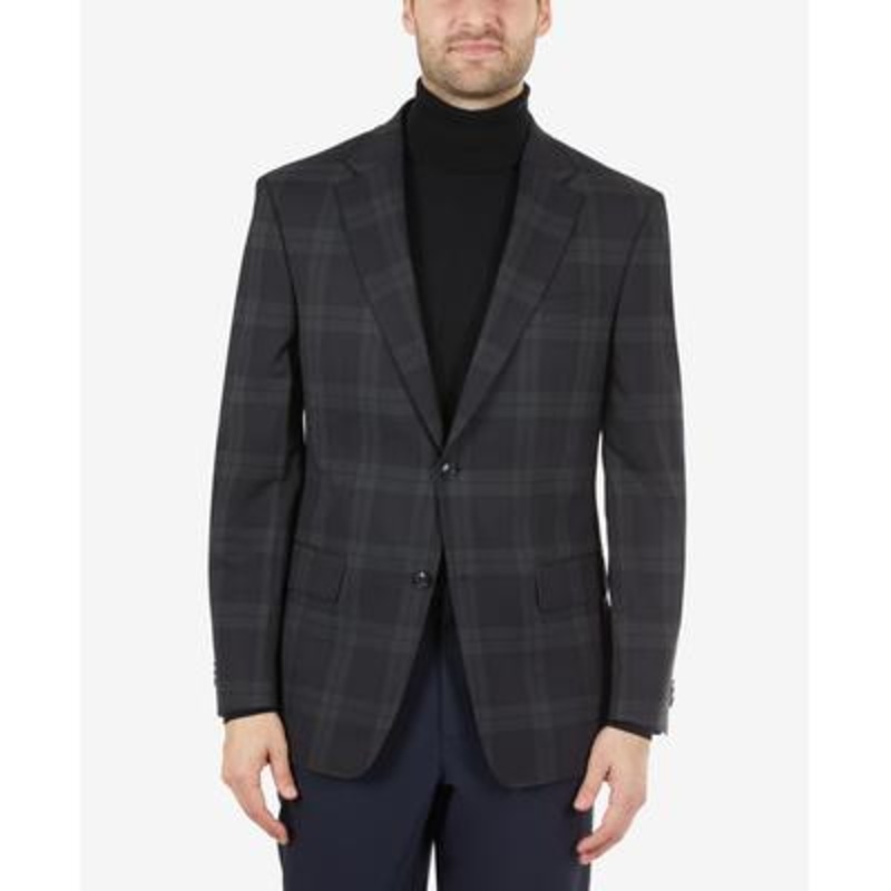 TOMMY HILFIGER Mens Adams Green Plaid Stretch Blazer 42R Sport Coat