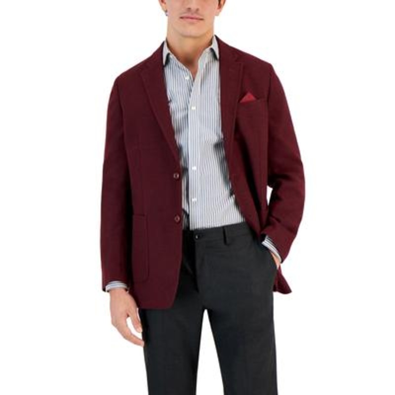 Vince Camuto Men's Slim Fit Twill Sport Coat Burgundy Red 42R