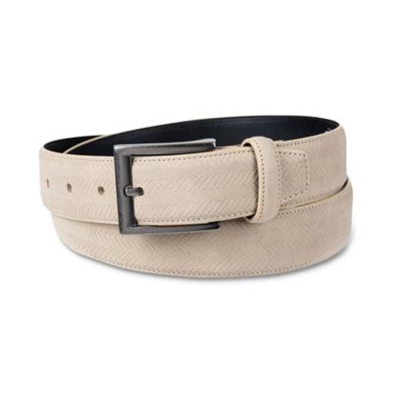 Alfani Men's Faux-Suede Belt Beige XL