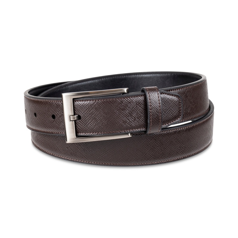 Alfani Men's Saffiano Textured Belt Brown Large 38 40