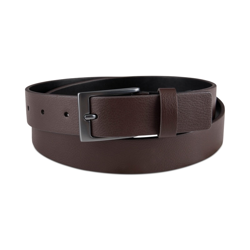 Alfani Men's Stretch Tab Faux Leather Belt Brown XL