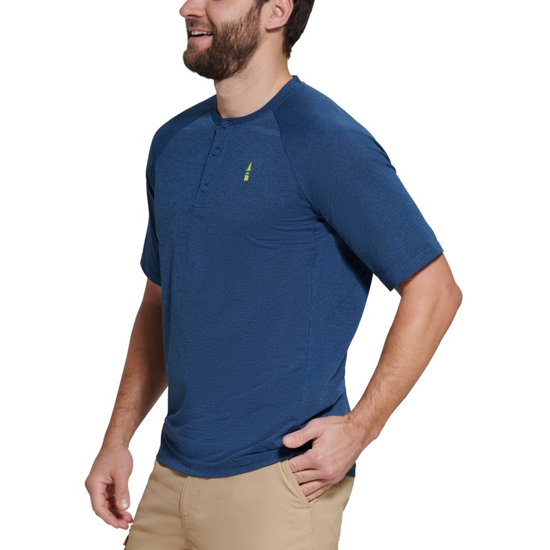 BASS OUTDOOR Mens Hilltop Henley T Shirt XL Ensign Blue