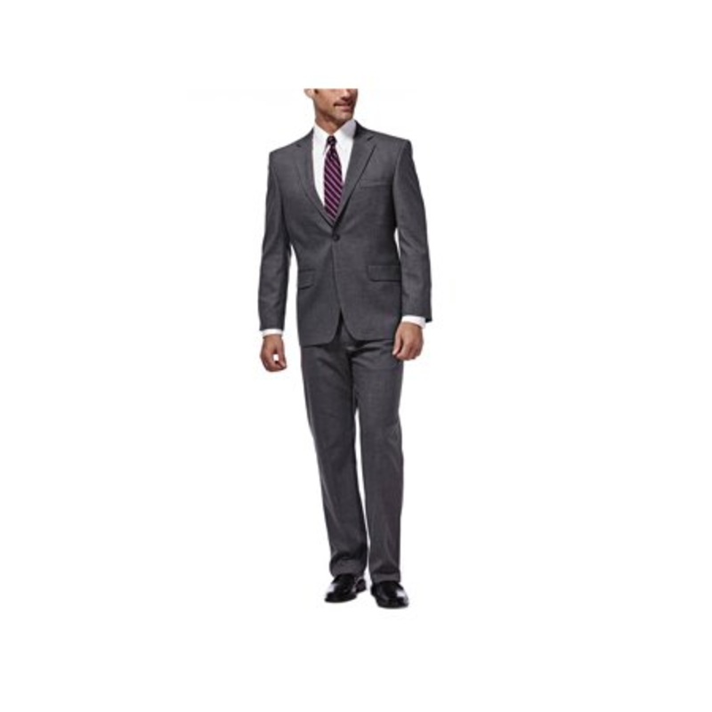 HAGGAR J.M. Mens Classic Fit Sharkskin Suit Jacket Grey 48L