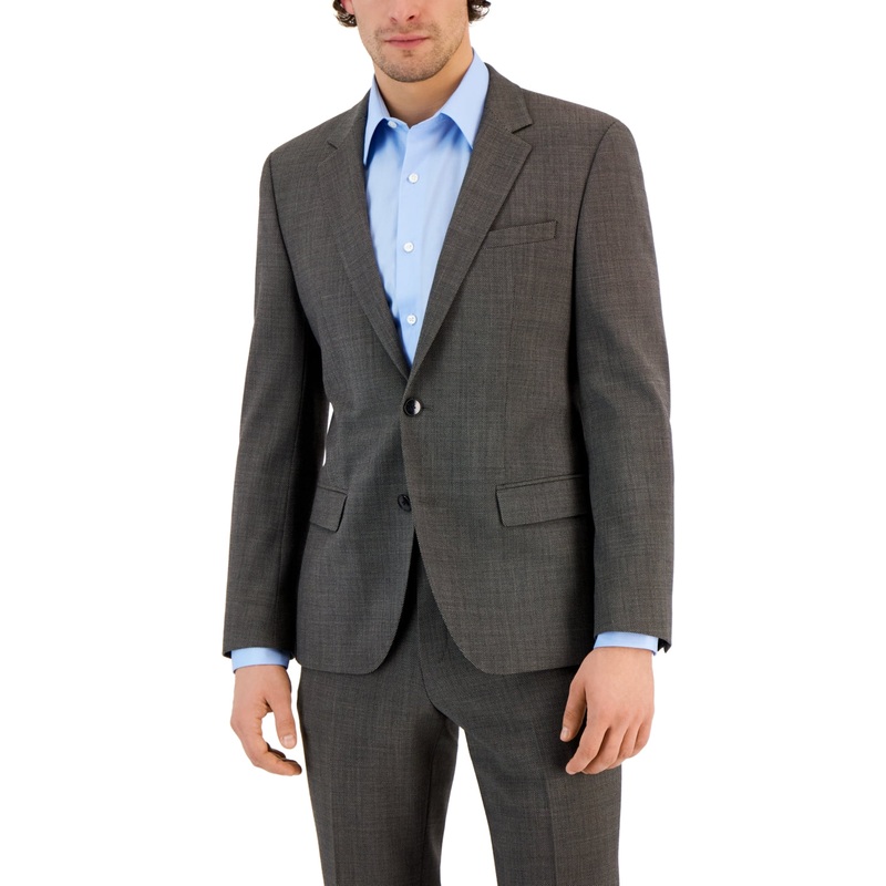 HUGO BOSS Men's Slim-Fit Suit Jacket Dark Brown 44R Wool Sport Coat