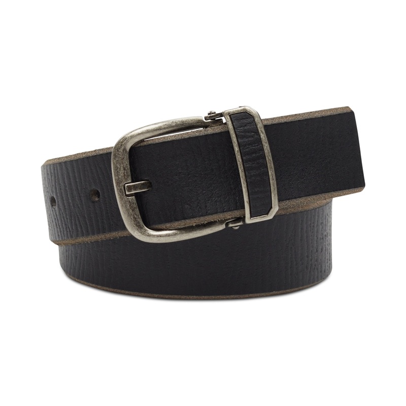 INC International Concepts Men's Textured Leather Belt Black Large