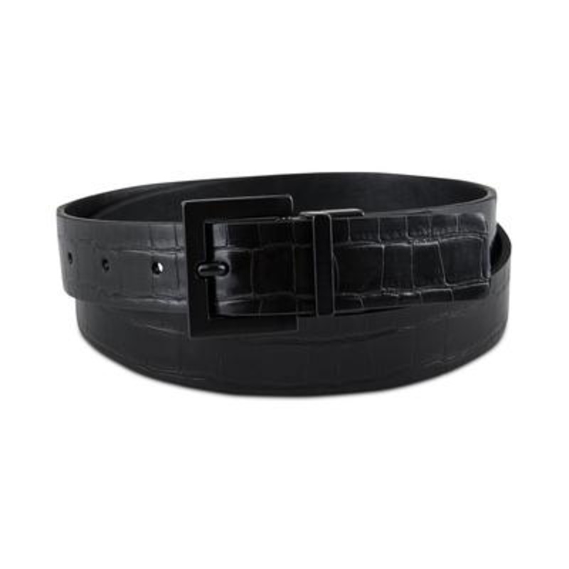 INC International Concepts Mens Faux Leather Reversible Belt Black Large