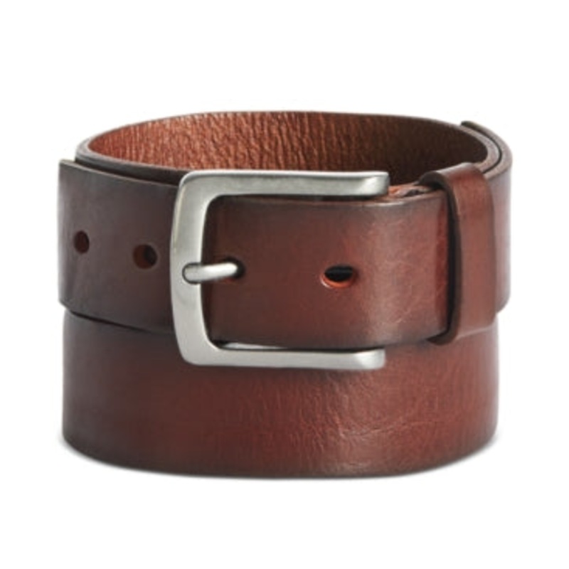 Perry Ellis Men's Grained Leather Belt Regular Brown 32
