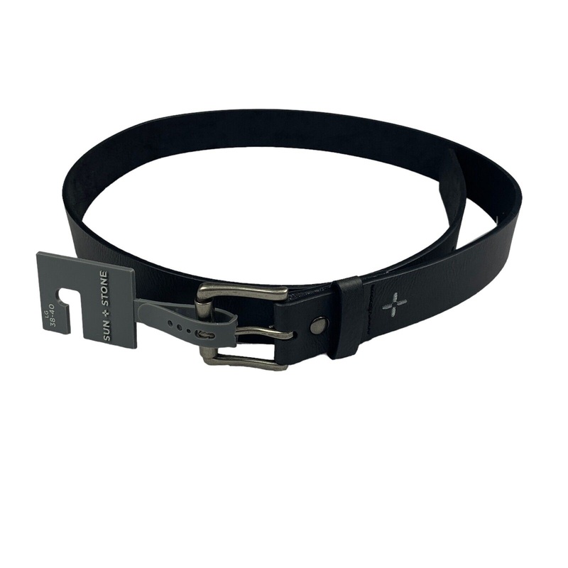 Sun + Stone Mens Faux Leather Textured Belt Black L 38 40