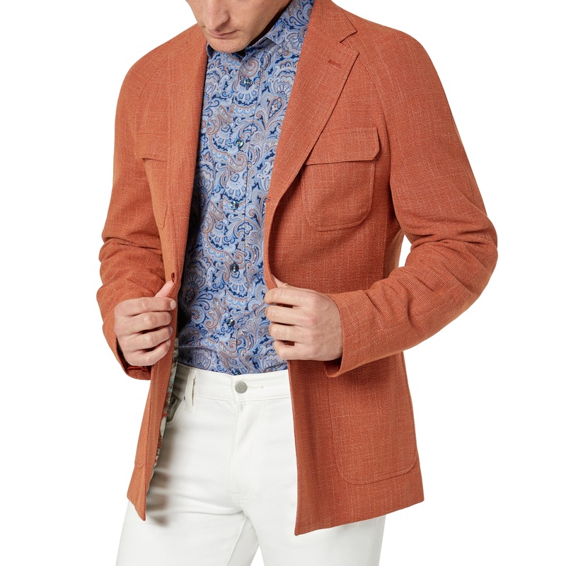 Tallia Men's Slim Fit Textured Sport Coat Burnt Orange 42R