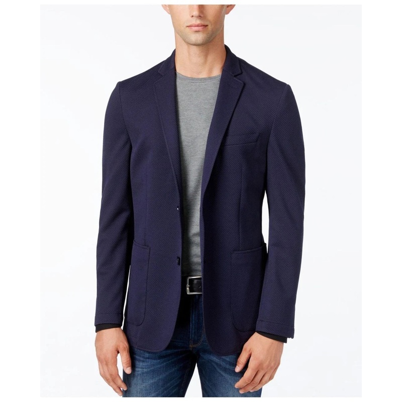 Vince Camuto Mens Slim Fit Suit Separate Two Button Blazer Navy Blue 44R