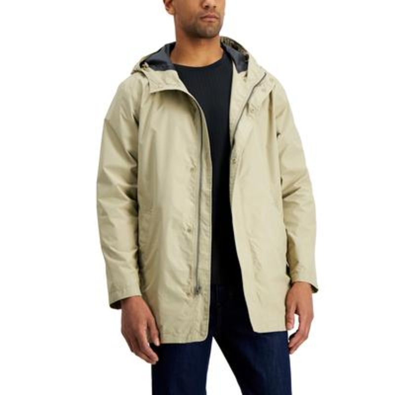 Alfani Mens Packable Rain Coat Khaki XL