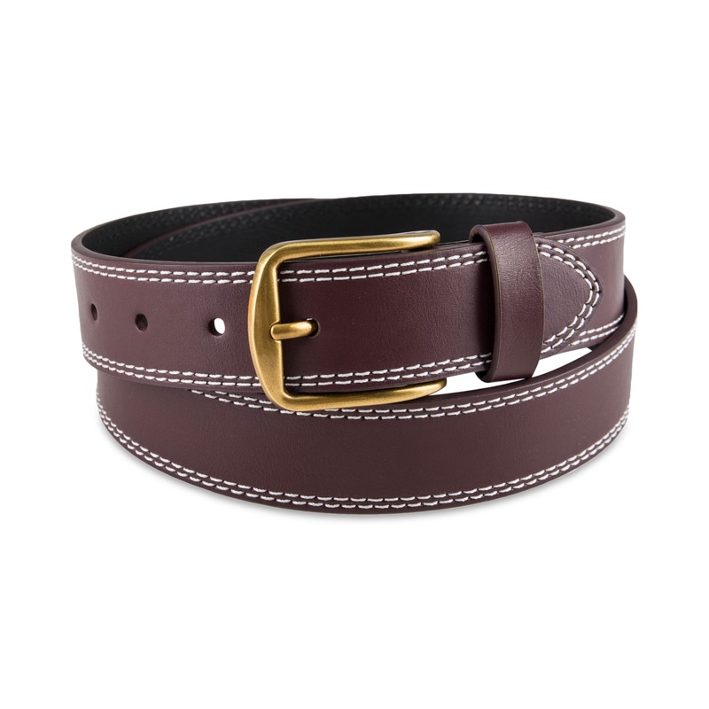 Club Room Men's Double Stitch Belt Burgundy Red XL 42 44