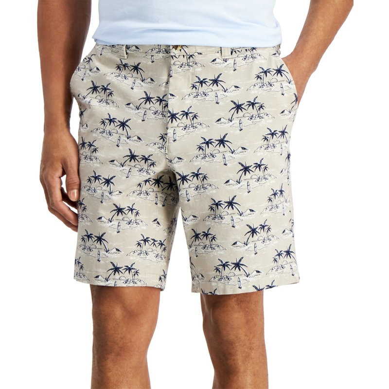 Club Room Men's Regular-Fit Stretch Island-Print 9 Shorts Size 38 Tan Floral