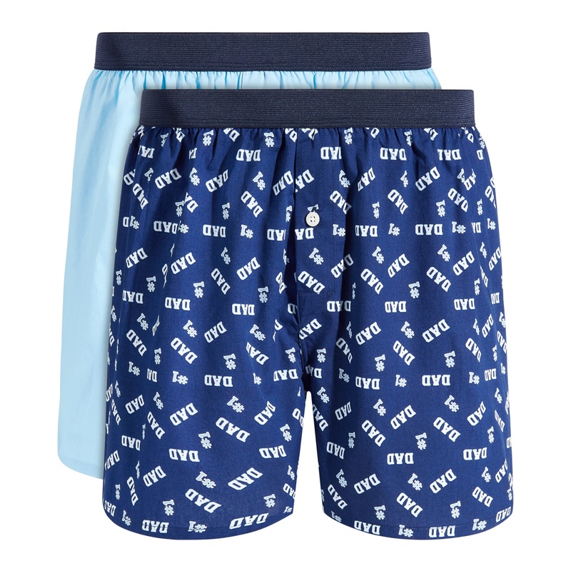 Club Room Mens 2-Pk. Underwear Number 1 Dad Solid Boxers Shorts Navy Blue Small
