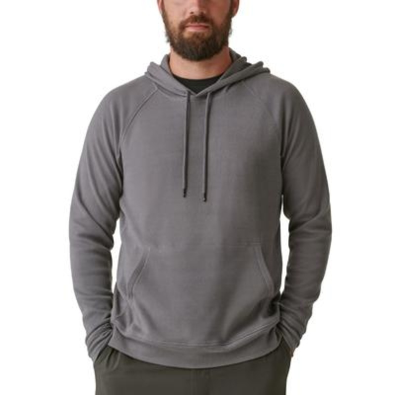 Men's BASS Outdoor Bay Stretch Waffle-Knit Hoodie Sweatshirt Large Grey