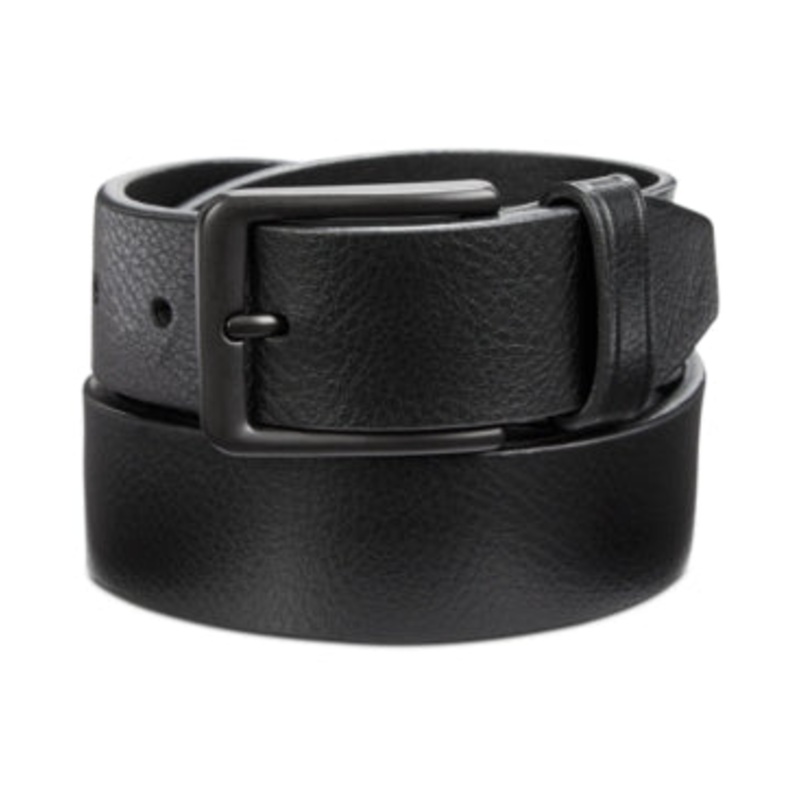 Perry Ellis Men's Big Loop Belt 100% Leather Regular Black 40