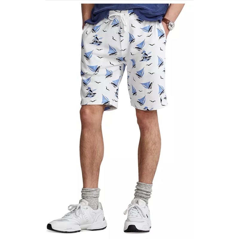 Polo Ralph Lauren Mens Skipper Terry 8 Inseam Casual Shorts Small White Blue