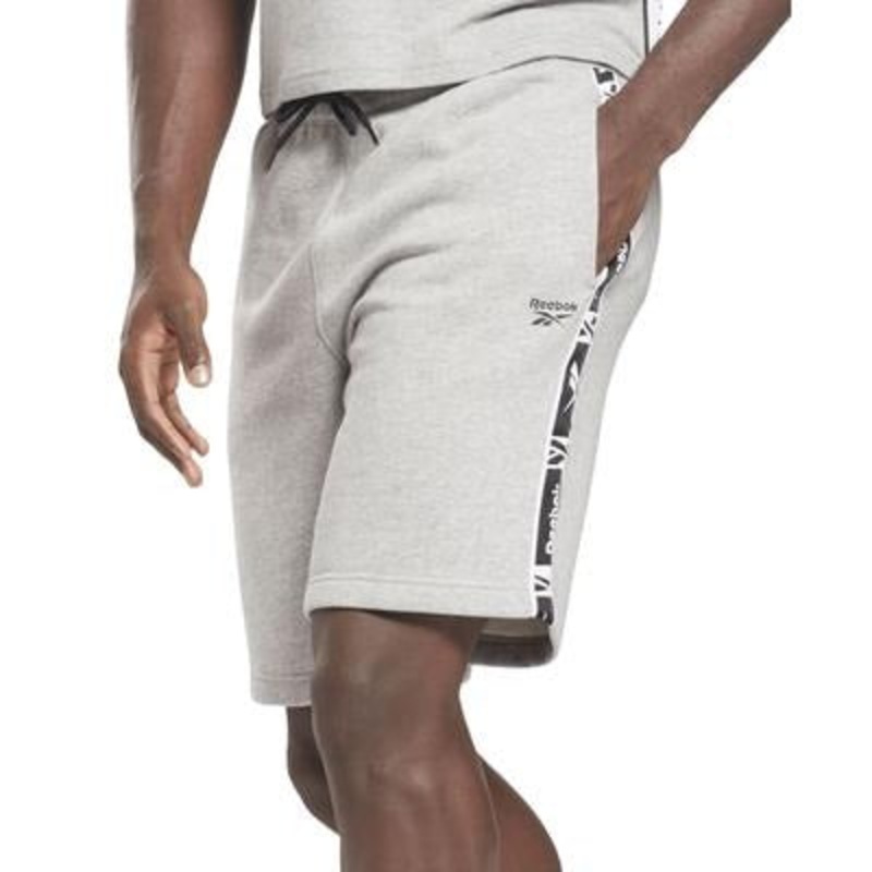 Reebok Men's Training Essentials Logo Tape Drawstring Shorts Large Heather Grey