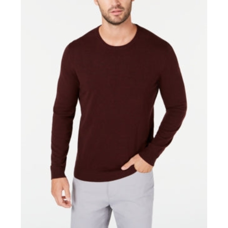 Alfani Men's Crewneck Sweater Port Red Heather Medium