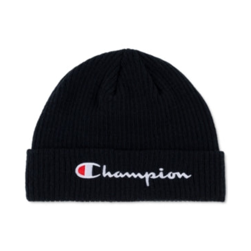 Champion Mens Script-Logo Beanie Hat Navy OS