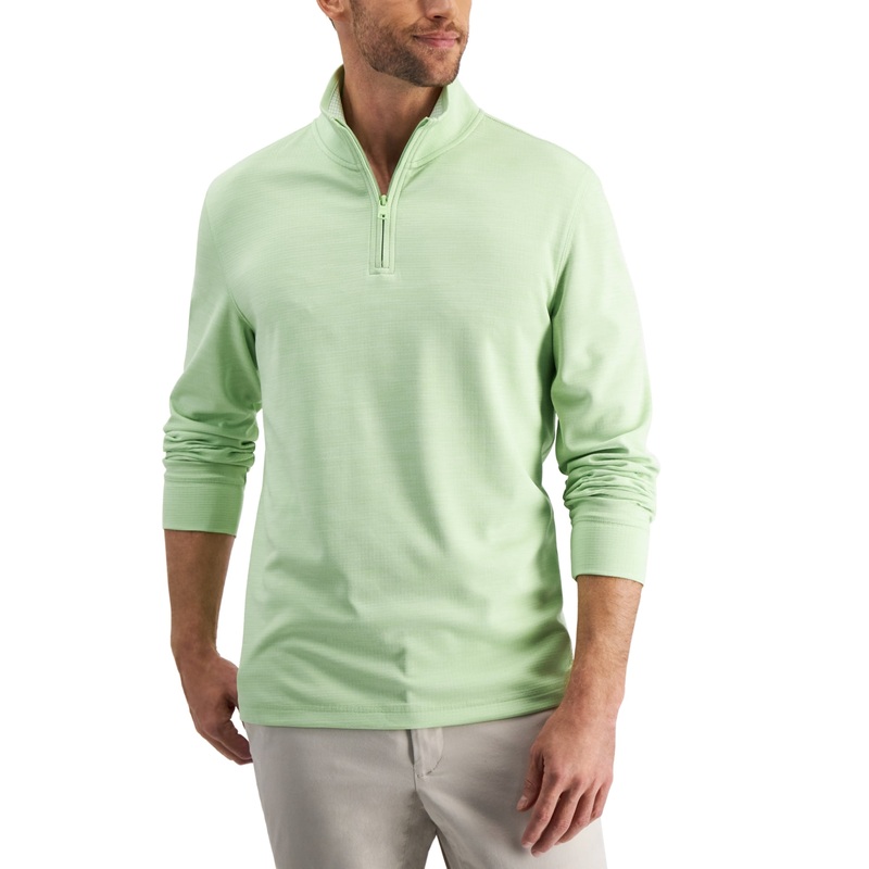 Club Room Men's Quarter-Zip Tech Sweatshirt Pale Mint Green Small