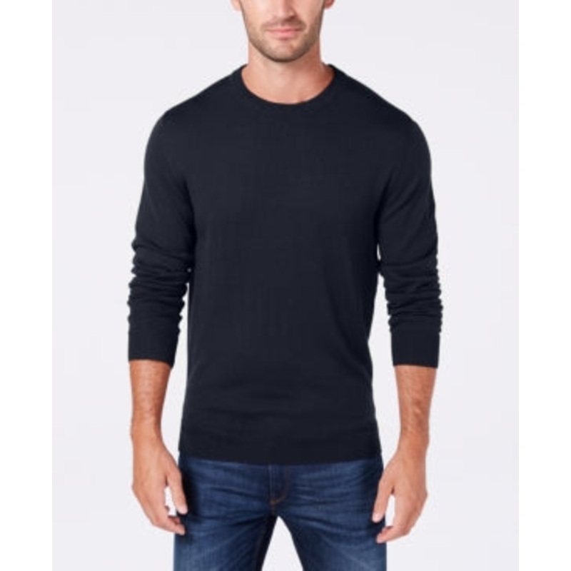 Club Room Men's Solid Crewneck Sweater Navy Blue Medium