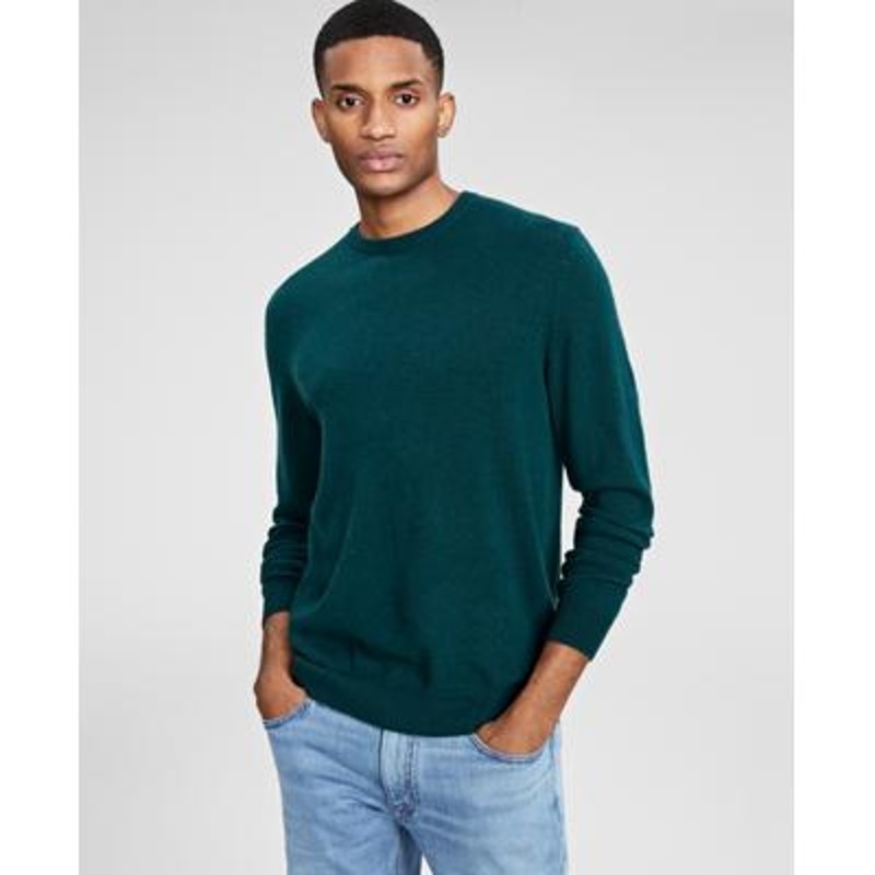 Club Room Mens Cashmere Crewneck Sweater Holly Green Small