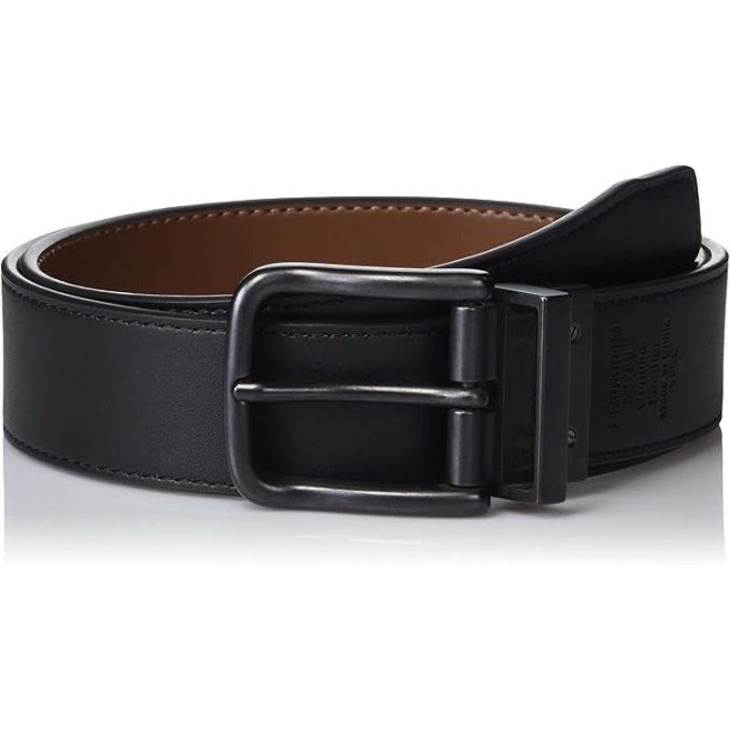 Original Penguin Men's Reversible Feather Edge Belt  Black Brown 34R