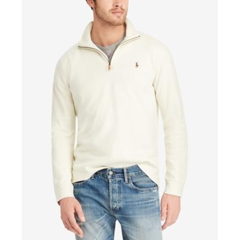 Polo Ralph Lauren Men's Estate-Rib Mock-Neck Pullover Sweater Cream Small