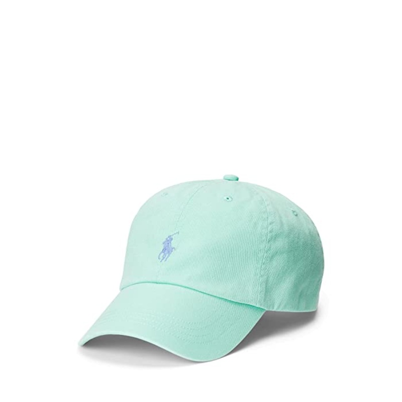 Polo Ralph Lauren Mens Cotton Chino Baseball Cap in Aqua Verde Blue