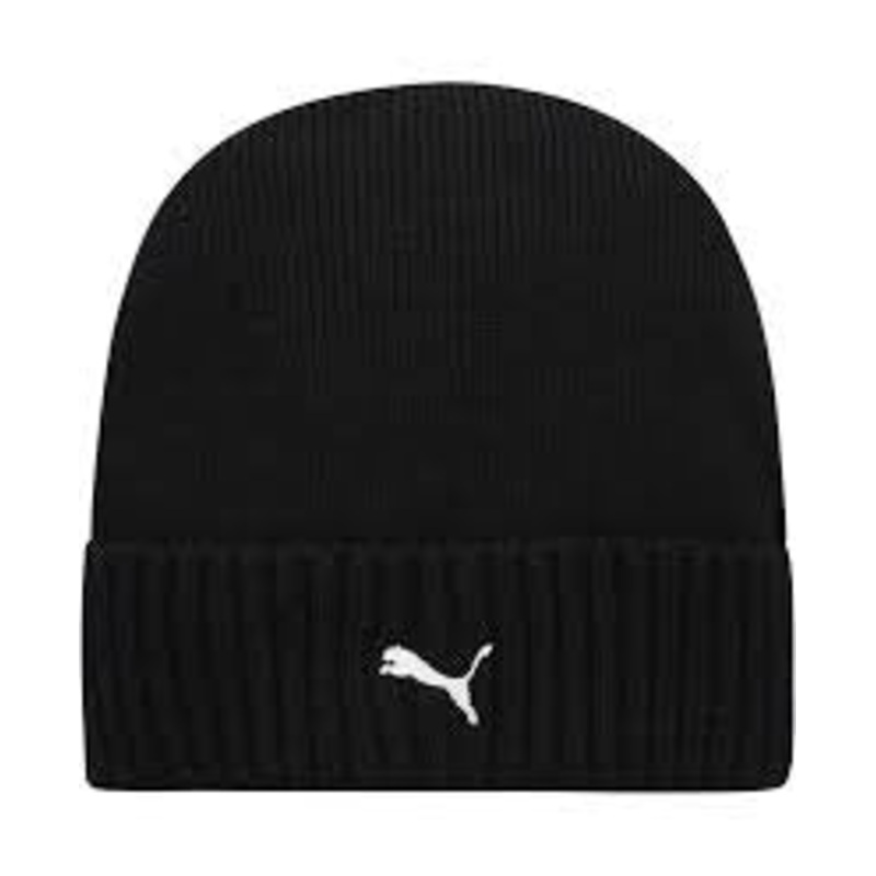 Puma Mens Cuffed Black Logo Beanie Hat